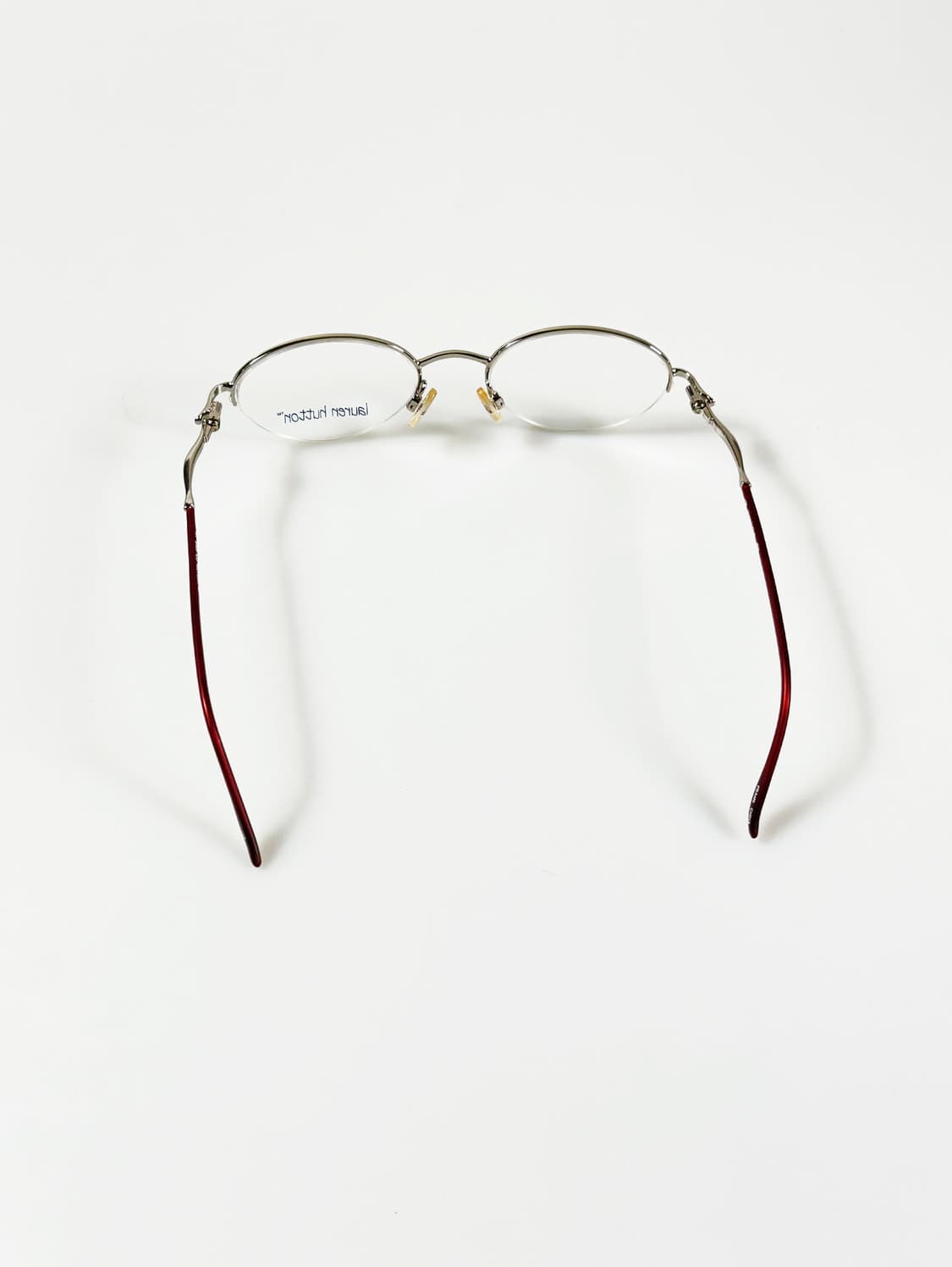 90s LAUREN HUTTON 실버톤 오벌 반무테 빈티지 안경 상품이미지5