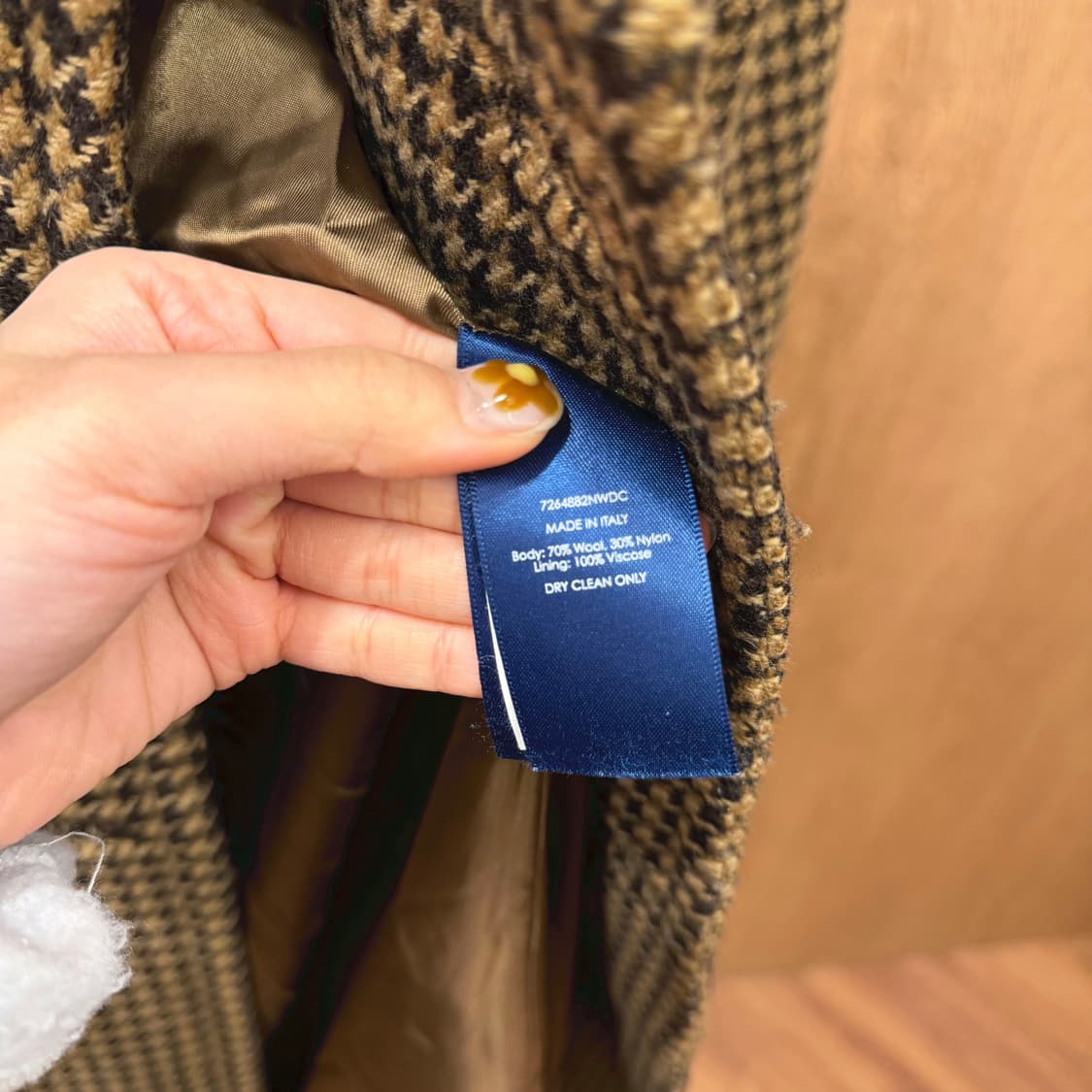 랄프로렌 더블 브레스티드 롱 코트 클래식 하운드투스 패턴 디테일 브라운 상품이미지7