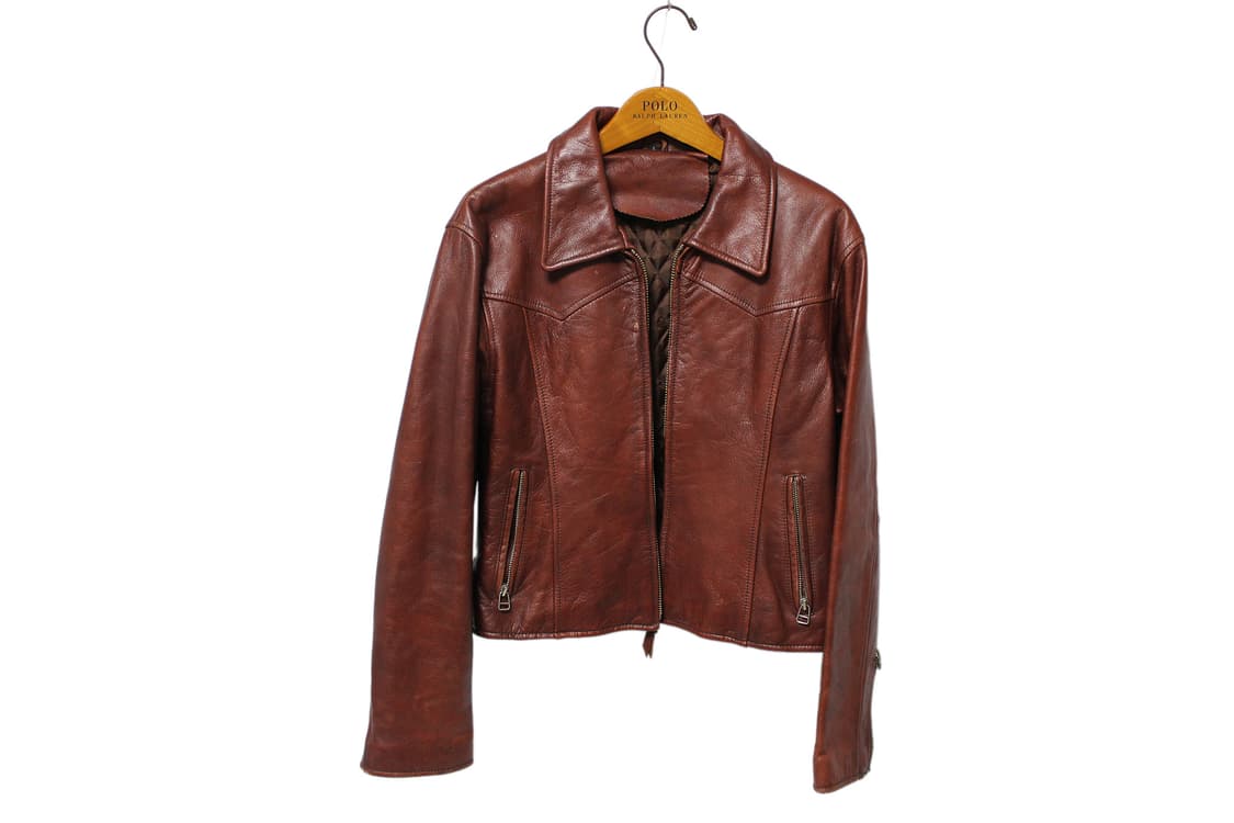 1990s JAPAN 스티어하이드 빌리 크롭 웨스턴 레더 자켓 상품이미지4