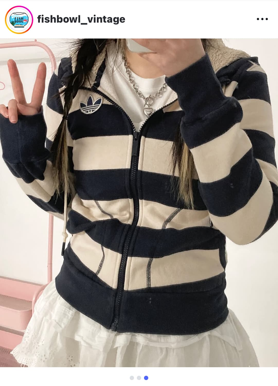 희귀 대장 어항빈티지 아디다스 네이비 스트라이프 후드집업 코지 너드  상품이미지1