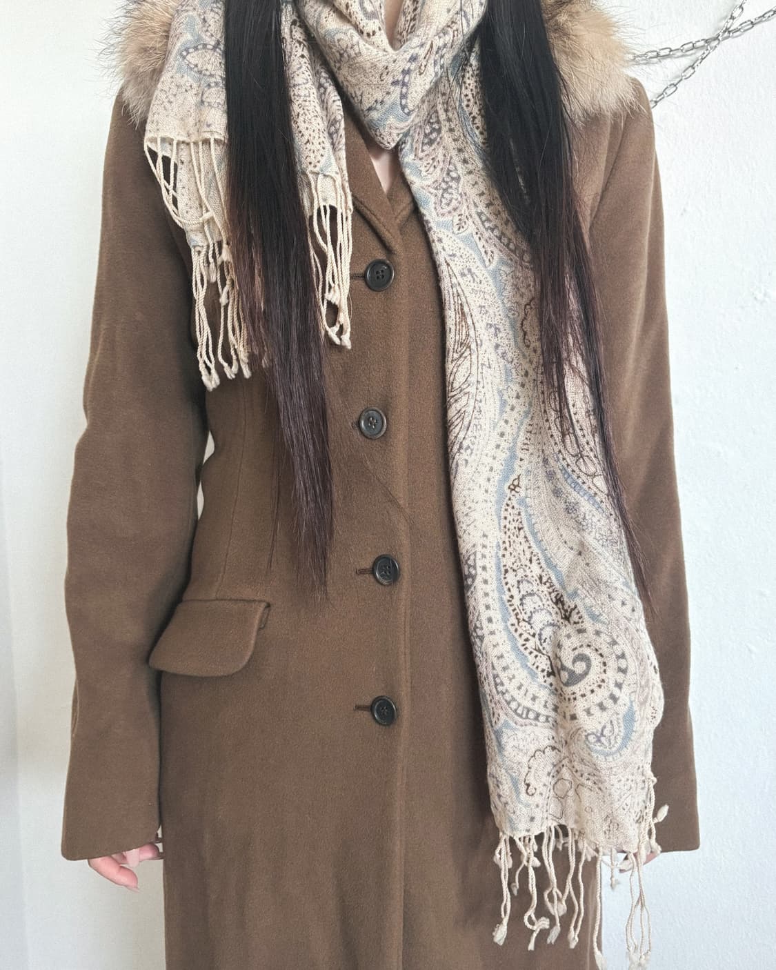 프라다 by 라프시몬스 폭스 퍼 칼라 롱코트 상품이미지3