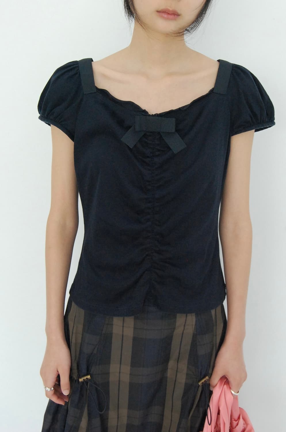 M’s gracy ribbon shirring top 상품이미지1