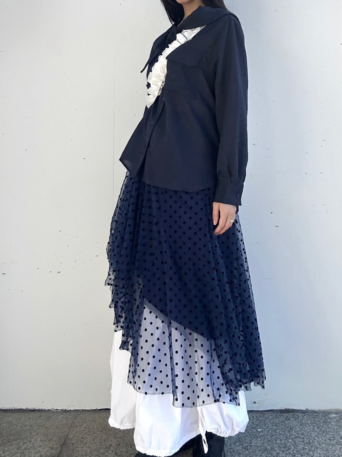 Stripe whimsical hoody top / navy 상품이미지2