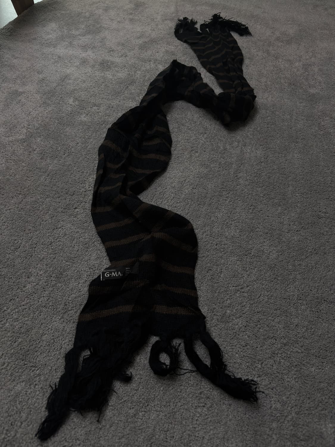 Vintage v-kei punk mood stripe scarf 상품이미지1