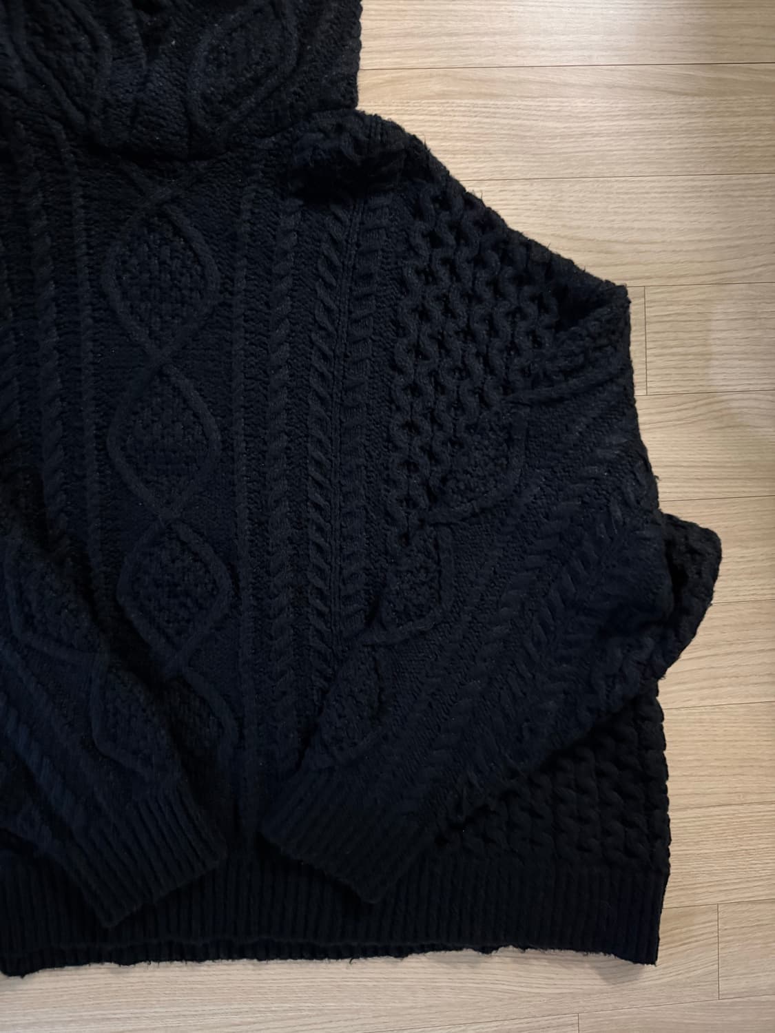 피어오브갓 (에센셜) 케이블 니트 후드 블랙 XL 상품이미지2