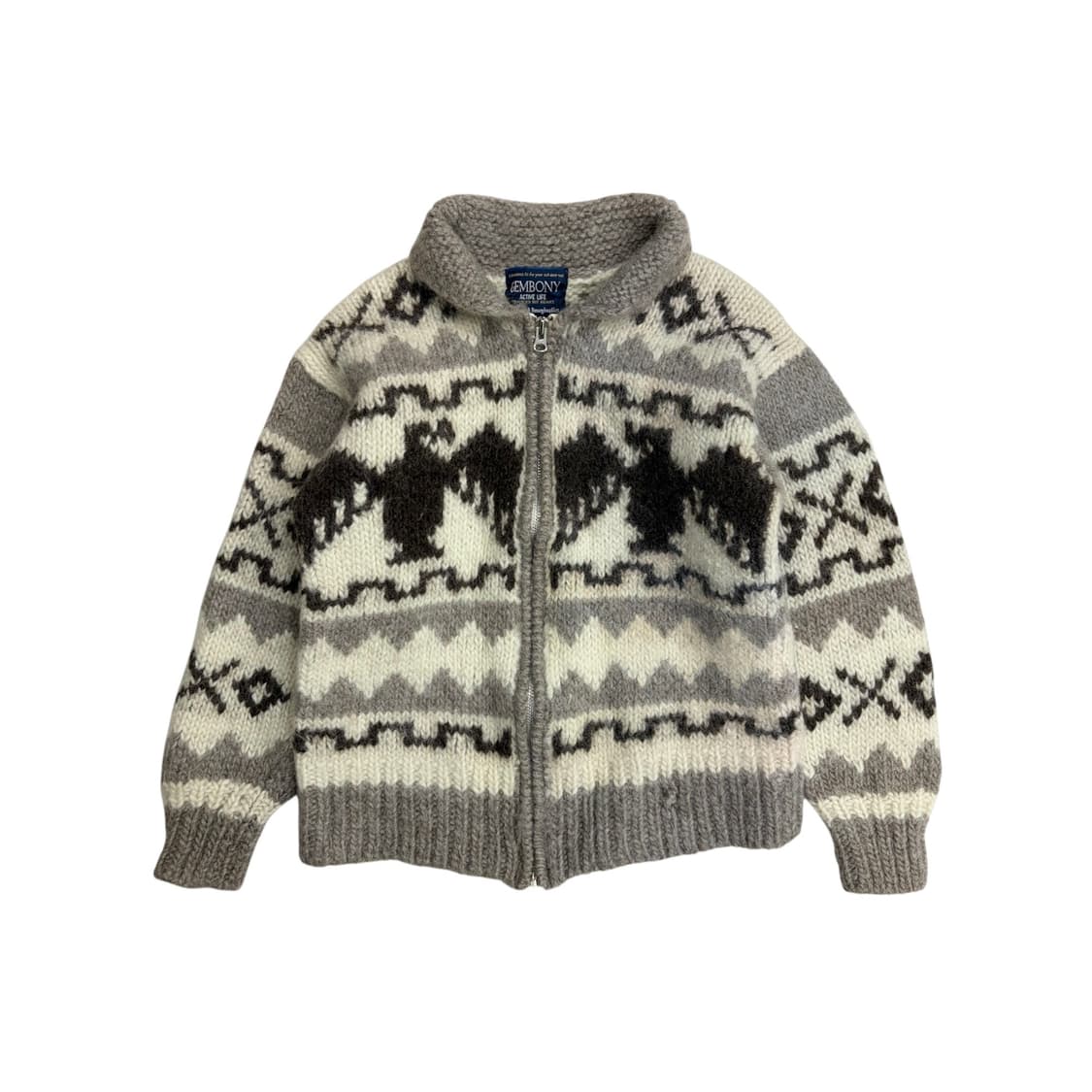 GEMBONY 젬보니 90s 여성 빈티지 코위찬 숄카라 니트집업 상품이미지1