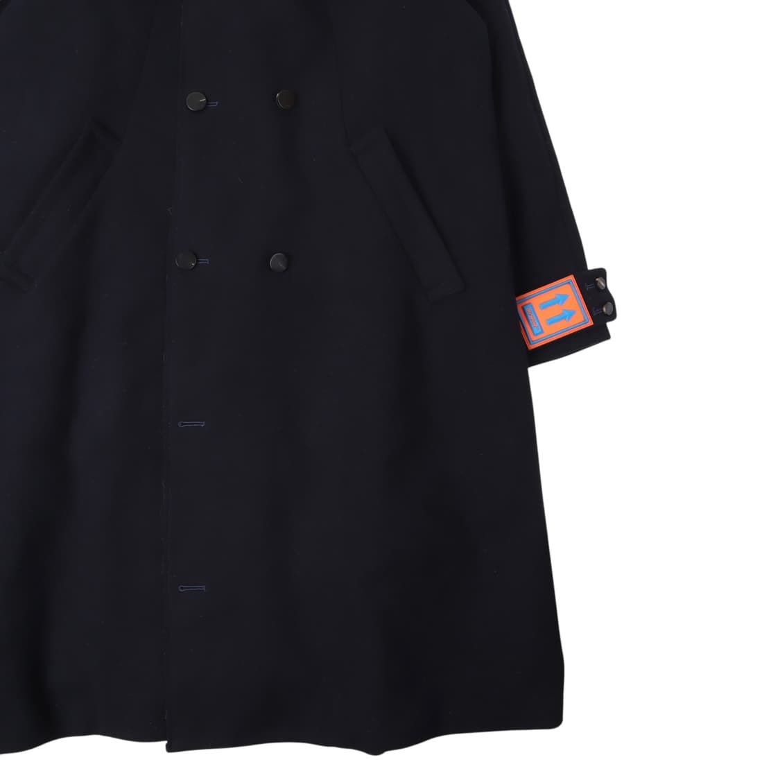 오프화이트 더블 패브릭 omea 제티드 포켓 헤비 울 롱 코트 상품이미지5