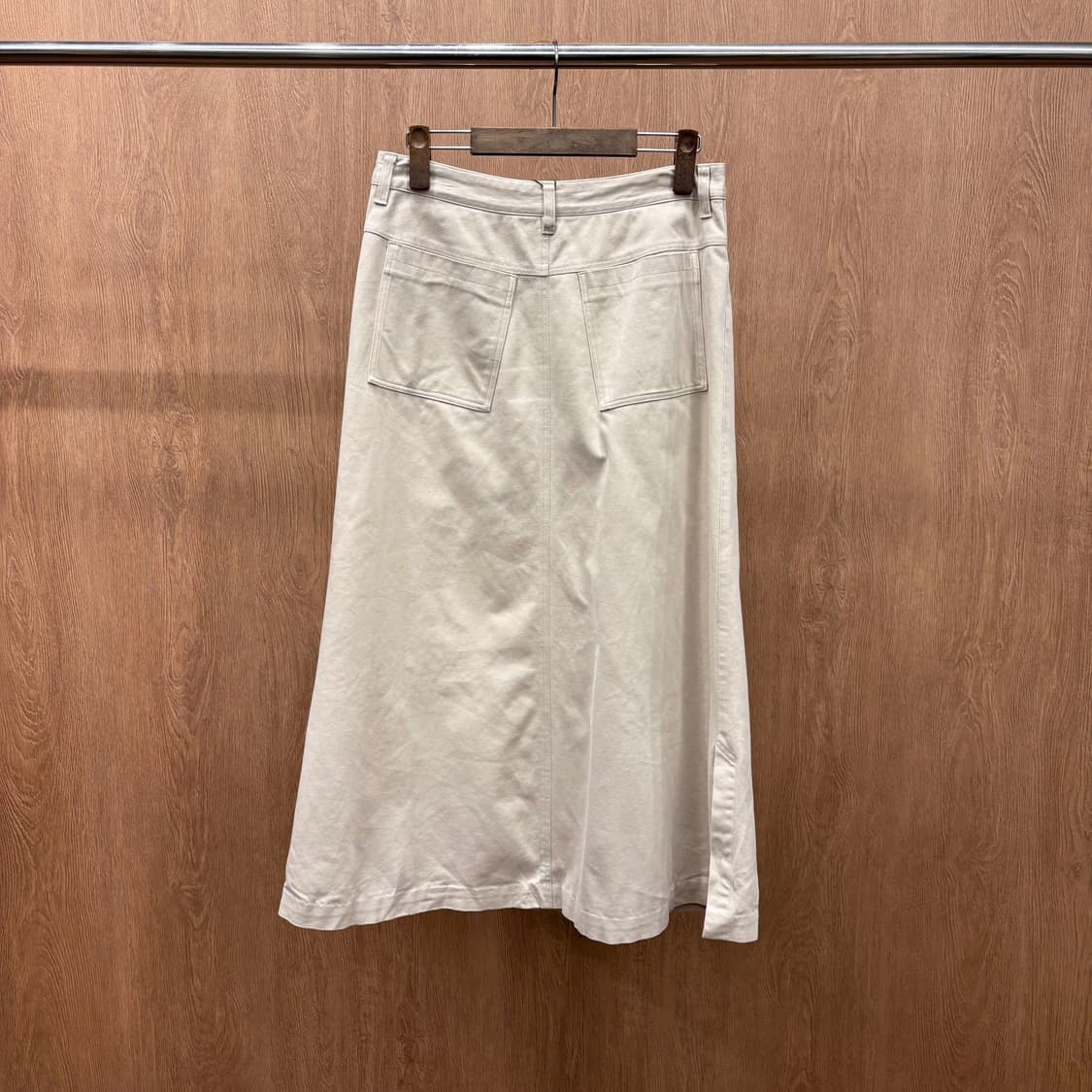 이세이미야케 플랜테이션 코튼 내추럴 롱 스커트 아웃 포켓 디테일 아이보리 상품이미지3