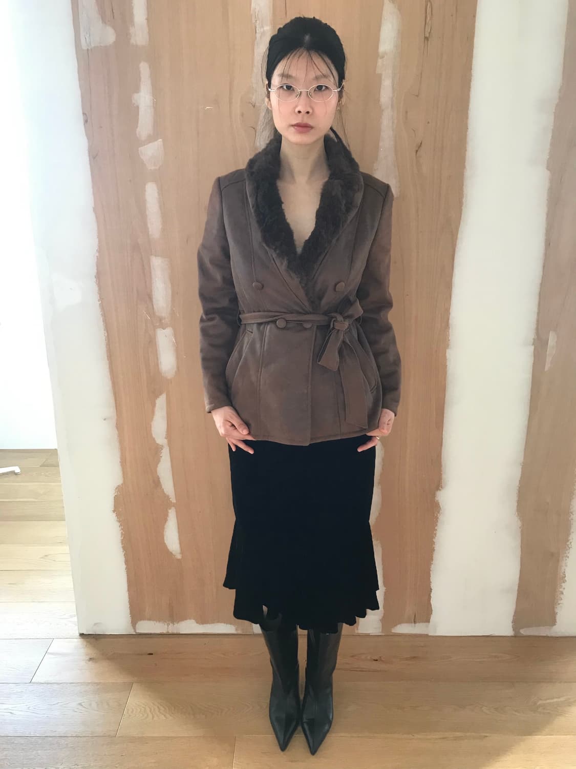 vintage velvet frill skirt (26inch) 상품이미지5