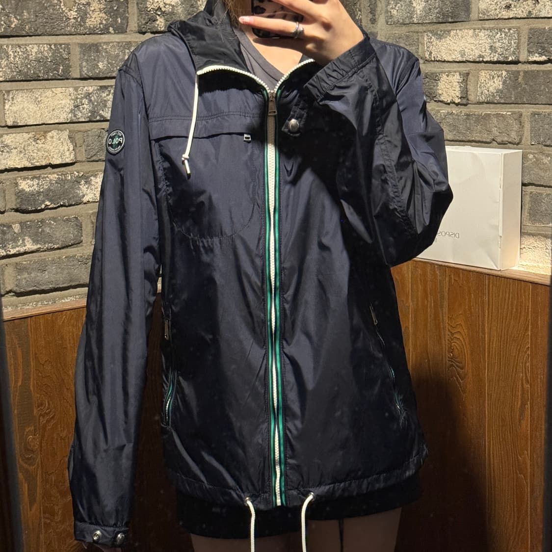 S) 폴로 랄프로렌 팔 패치로고 네이비 바람막이 후드 자켓 상품이미지10