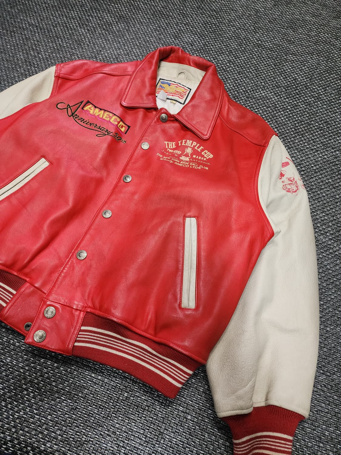 아메코 빈티지 가죽AMECO 스타디움 자켓 레드  XL 상품이미지9