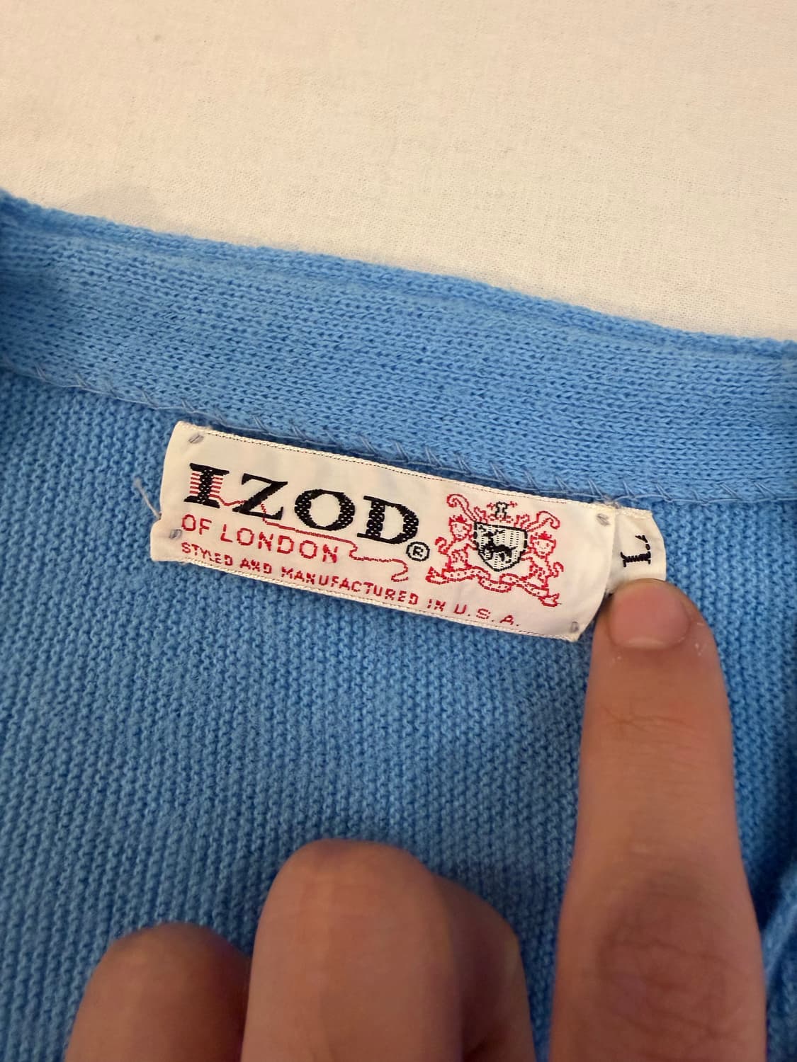 60s IZOD 라코스테 아카이브 스카이블루 아크릴 가디건 상품이미지5