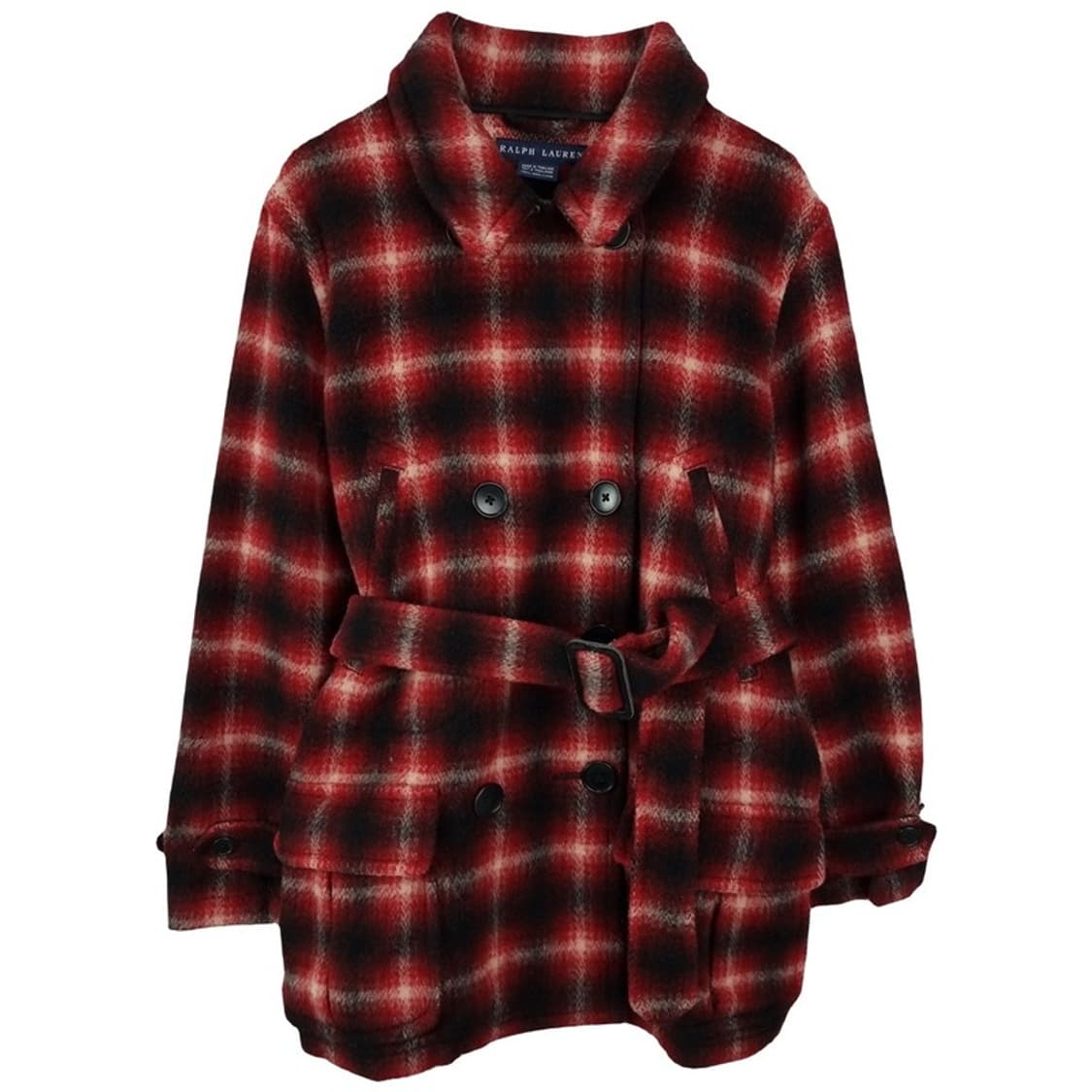 폴로 랄프로렌 타탄 체크 빈티지 벨티드 하프 더블 코트 M16408 상품이미지2