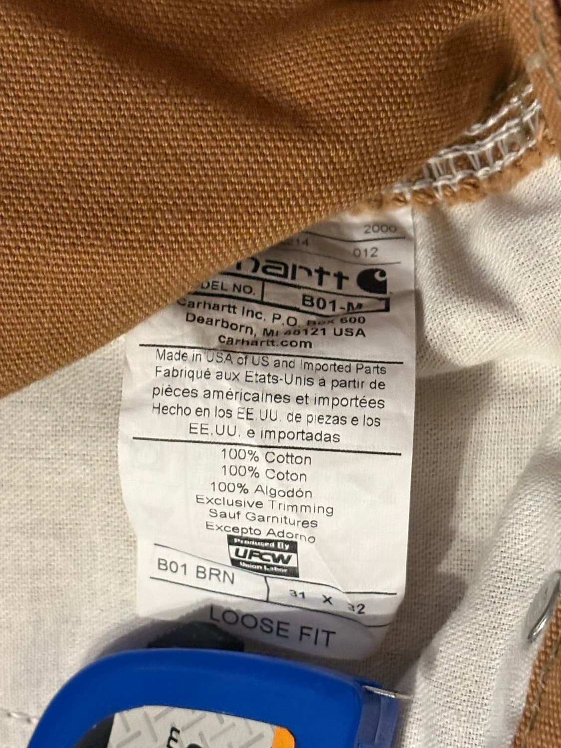 칼하트 더블니 브라운 워크 팬츠 made in usa 상품이미지3