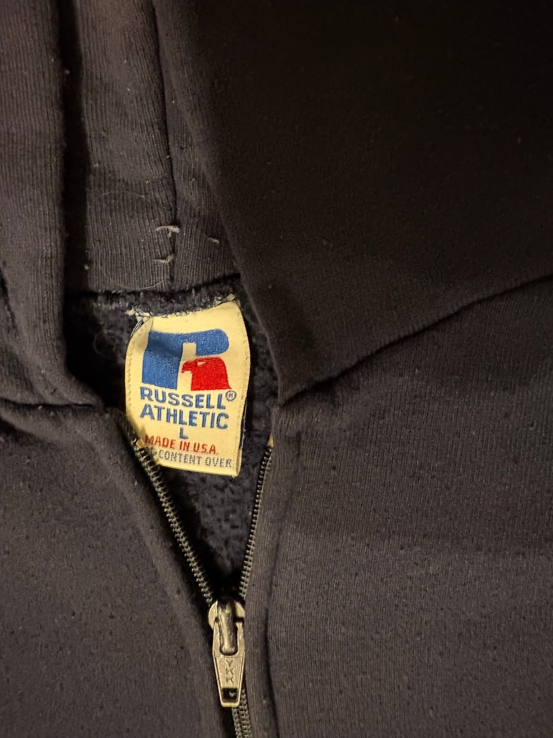 미제 러셀 빈티지 후드집업 네이비 L 상품이미지2