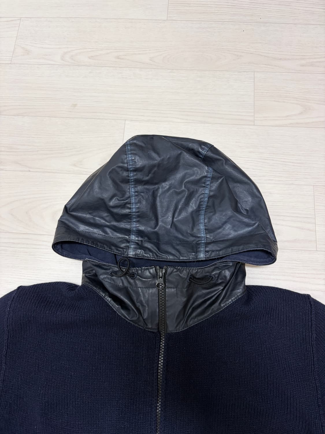 스톤아일랜드 니트 나일론 후드 집업 네이비 XL 상품이미지3