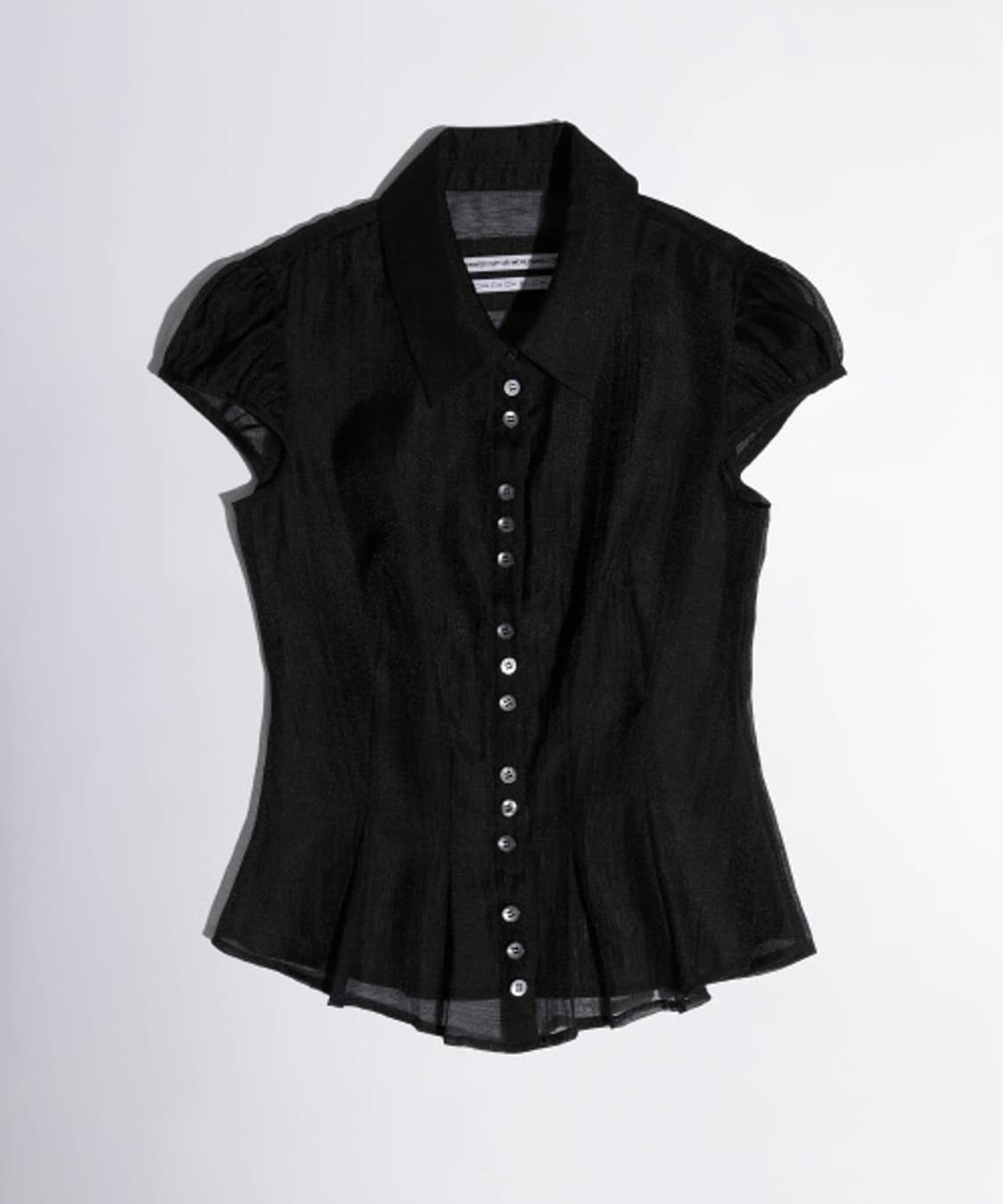 스컬프터 Sheer Pleated Hem Blouse Black S 상품이미지1