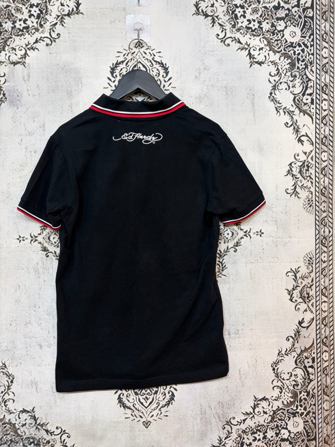 에드하디 Ed Hardy 스컬 자수 레터링 카라 숏슬리브 상품이미지7
