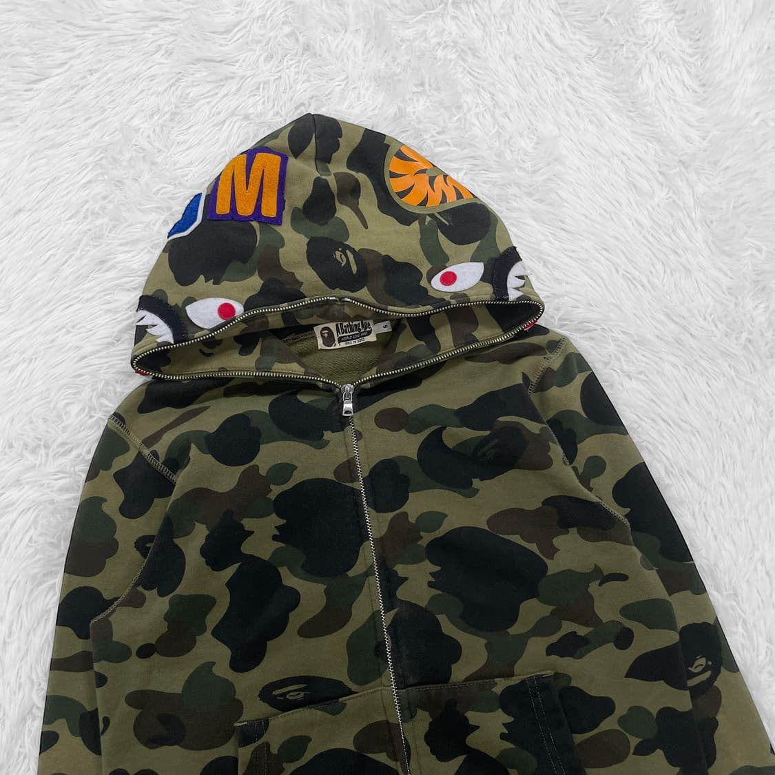 베이프 Bape 1st 녹계 카모 샤크 풀 후드집업 상품이미지4