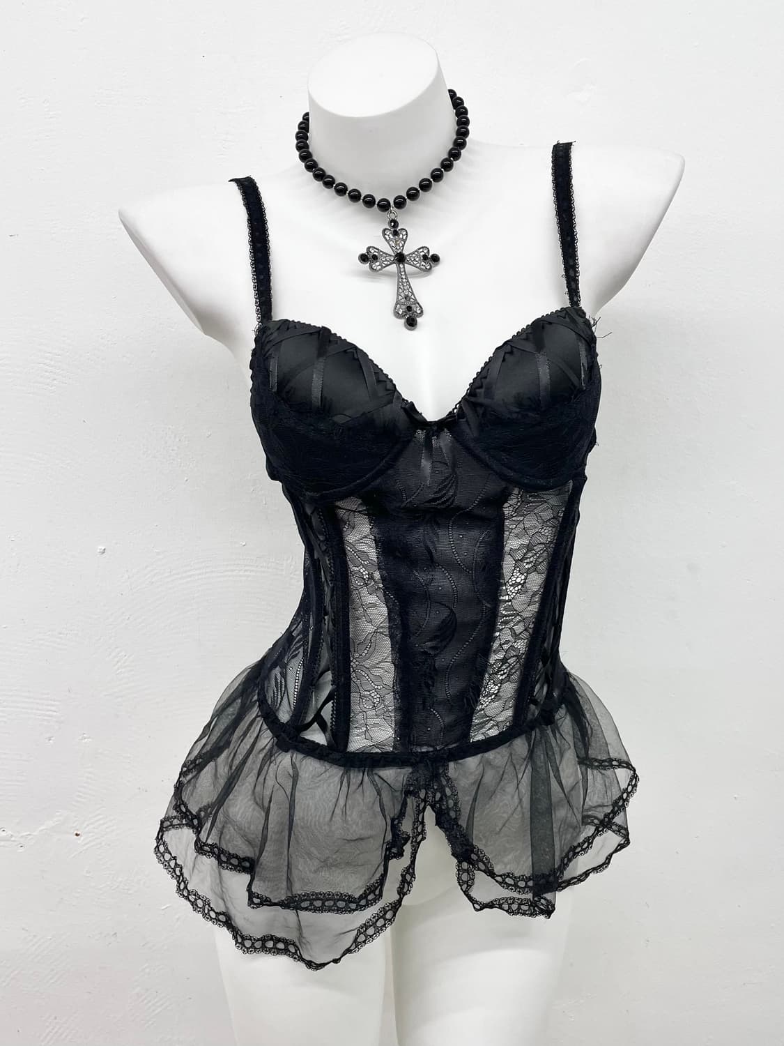 블랙 고딕 레이스 코르셋 상품이미지1