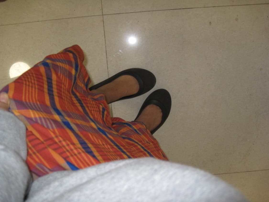 오렌지 체크무늬 롱원피스 상품이미지6