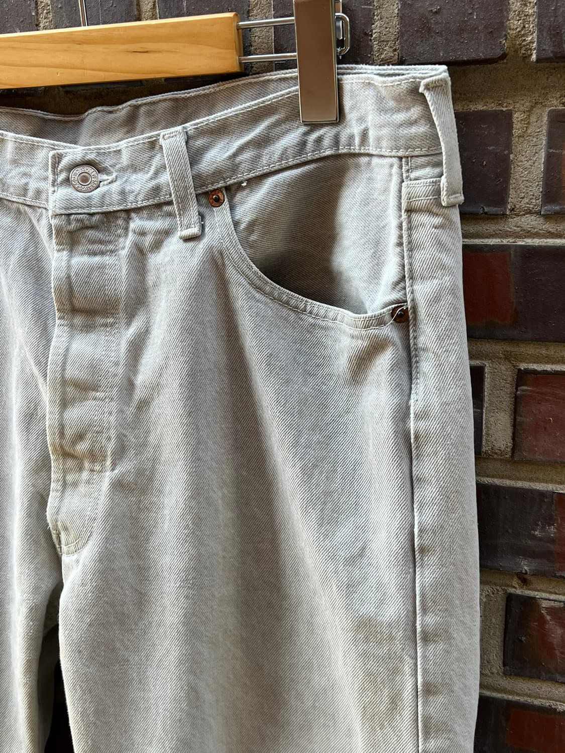 00's 리바이스 501 라이트 그레이 화이트 유럽생산 빈티지 데님 상품이미지2