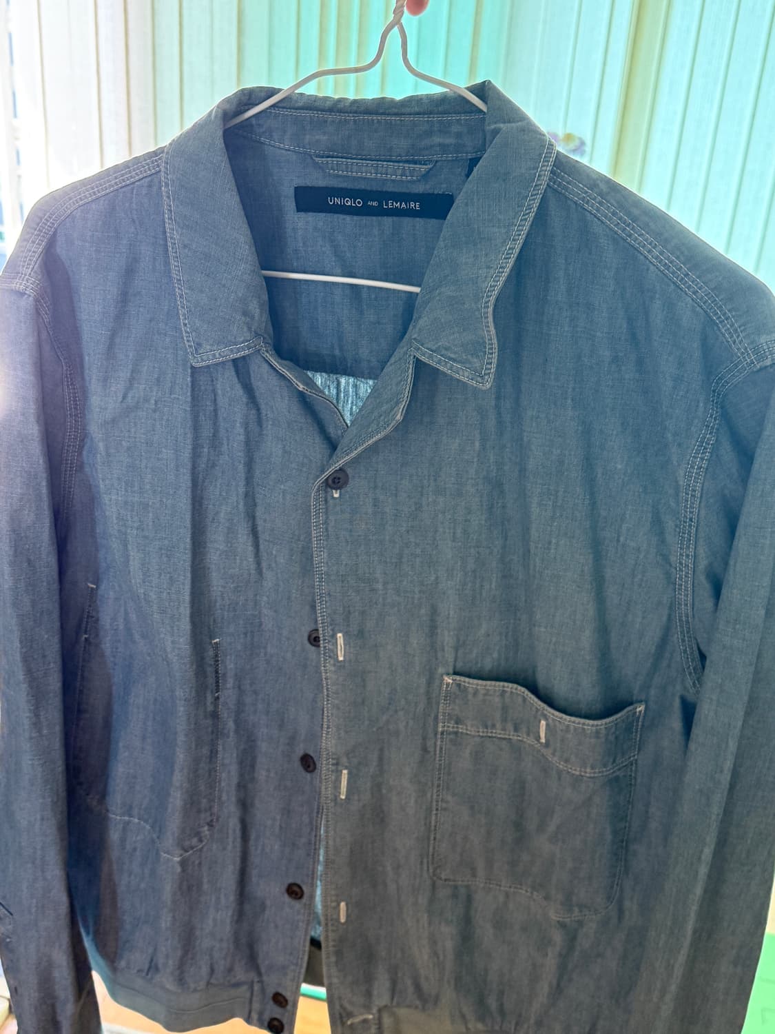 [L] 유니클로x르메르 샴브레이 블루종 자켓 상품이미지7