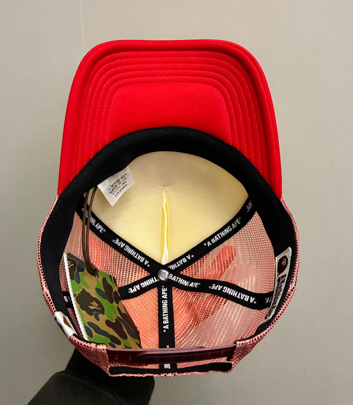 (F/새상품)BAPE 베이프 스타 메쉬캡 모자 볼캡 레드 상품이미지7