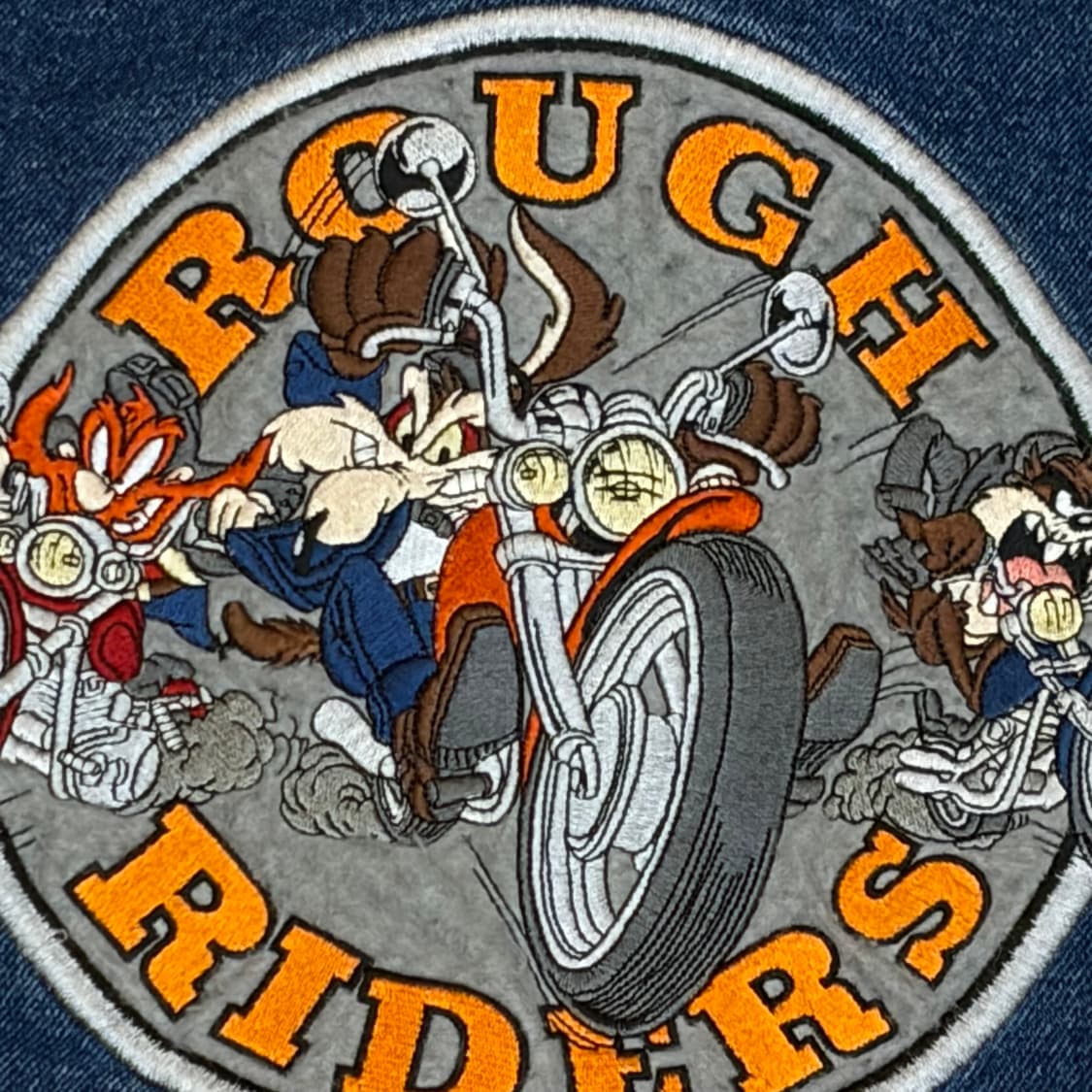 90s USA 빈티지 할리데이비슨 x 워너스브라더스 청자켓 상품이미지4