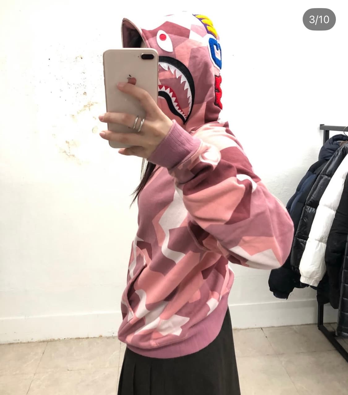 베이프 딸기우유 샤크 후드 상품이미지3