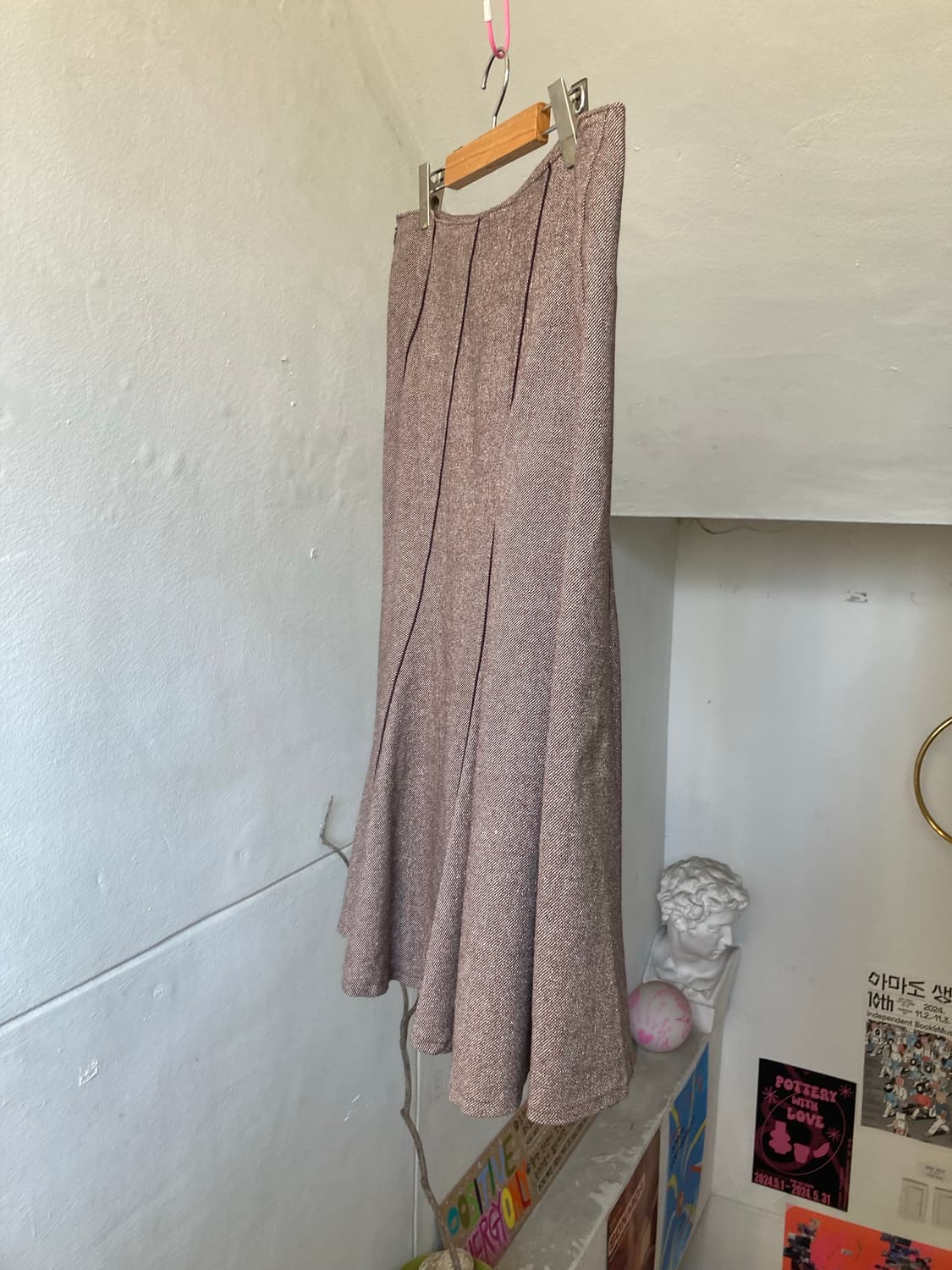 울 사선 컷팅 플레어 스커트 상품이미지4