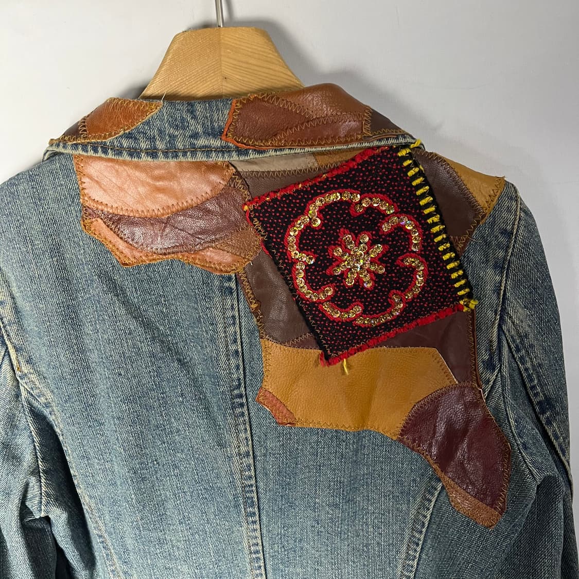 [JPN] 재팬 핸드메이드 레더 패치워크 데님자켓 상품이미지5