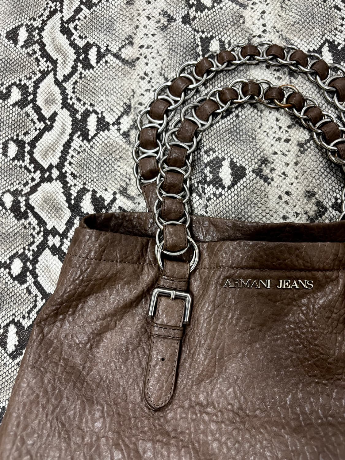 “Armani Jeans” Brown Leather Chain Bag 상품이미지2