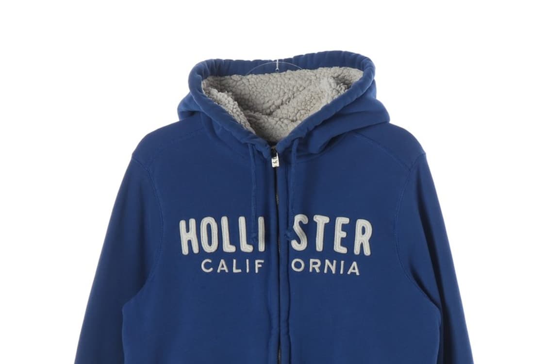 홀리스터 빅로고 쉐르파 안감 양털 후드집업 블루 XL 상품이미지3