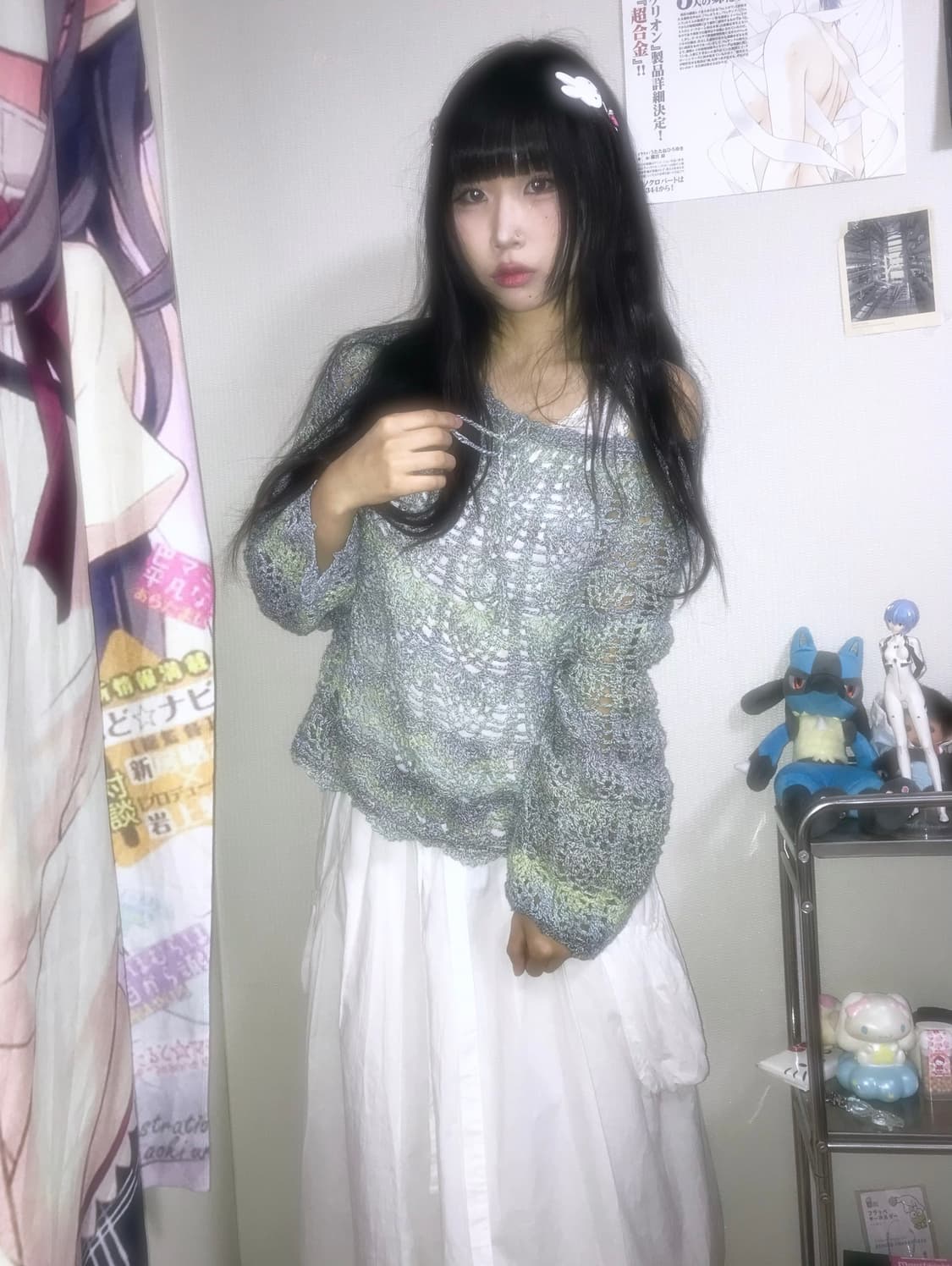 카고 밴딩 화이트 롱스커트 상품이미지2