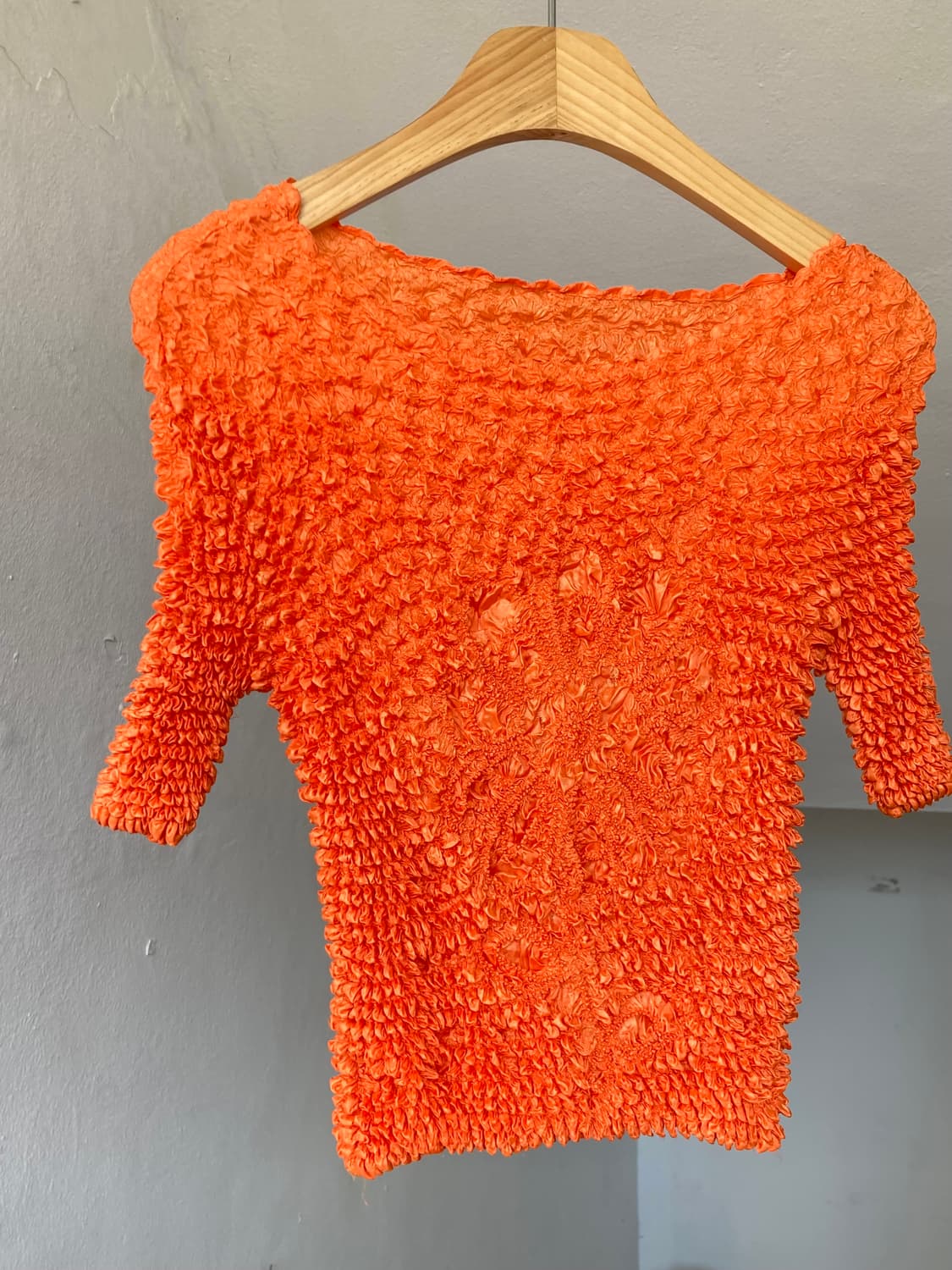올록볼록 오렌지 반팔 블라우스 상품이미지2