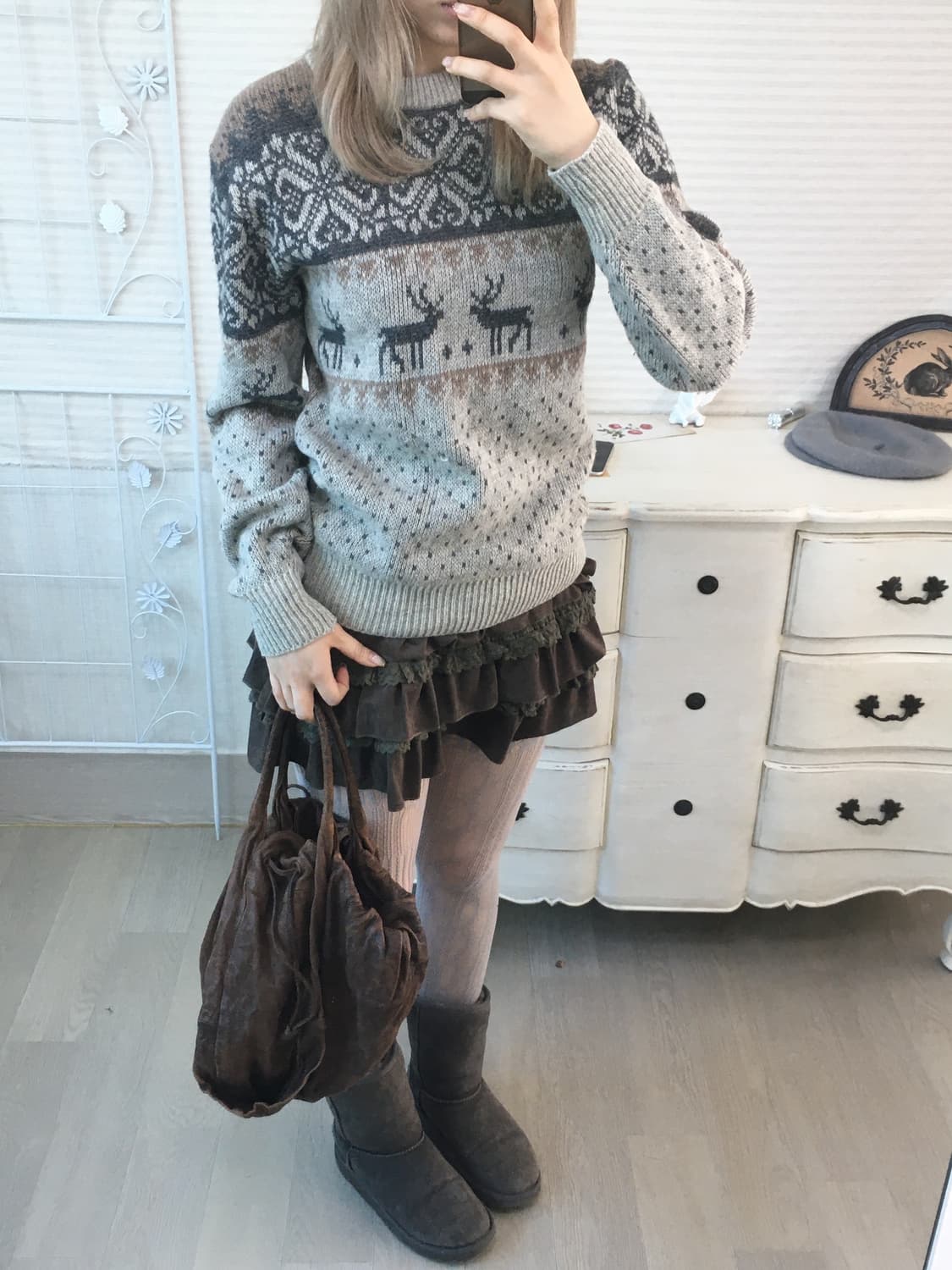 일본빈티지 노르딕 윈터 울 니트 상품이미지4