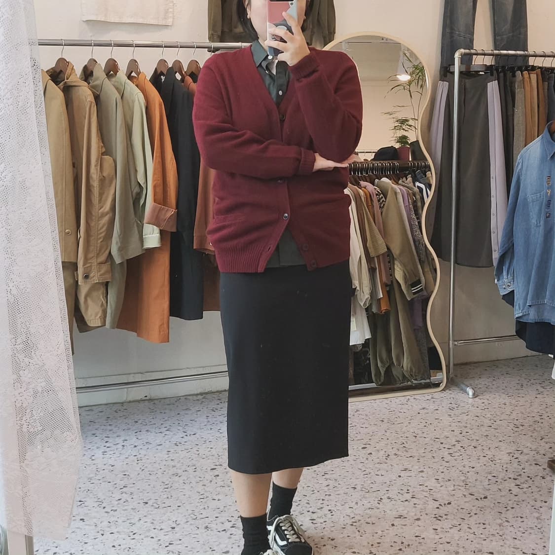 유니클로 버건디레드 울가디건 상품이미지6