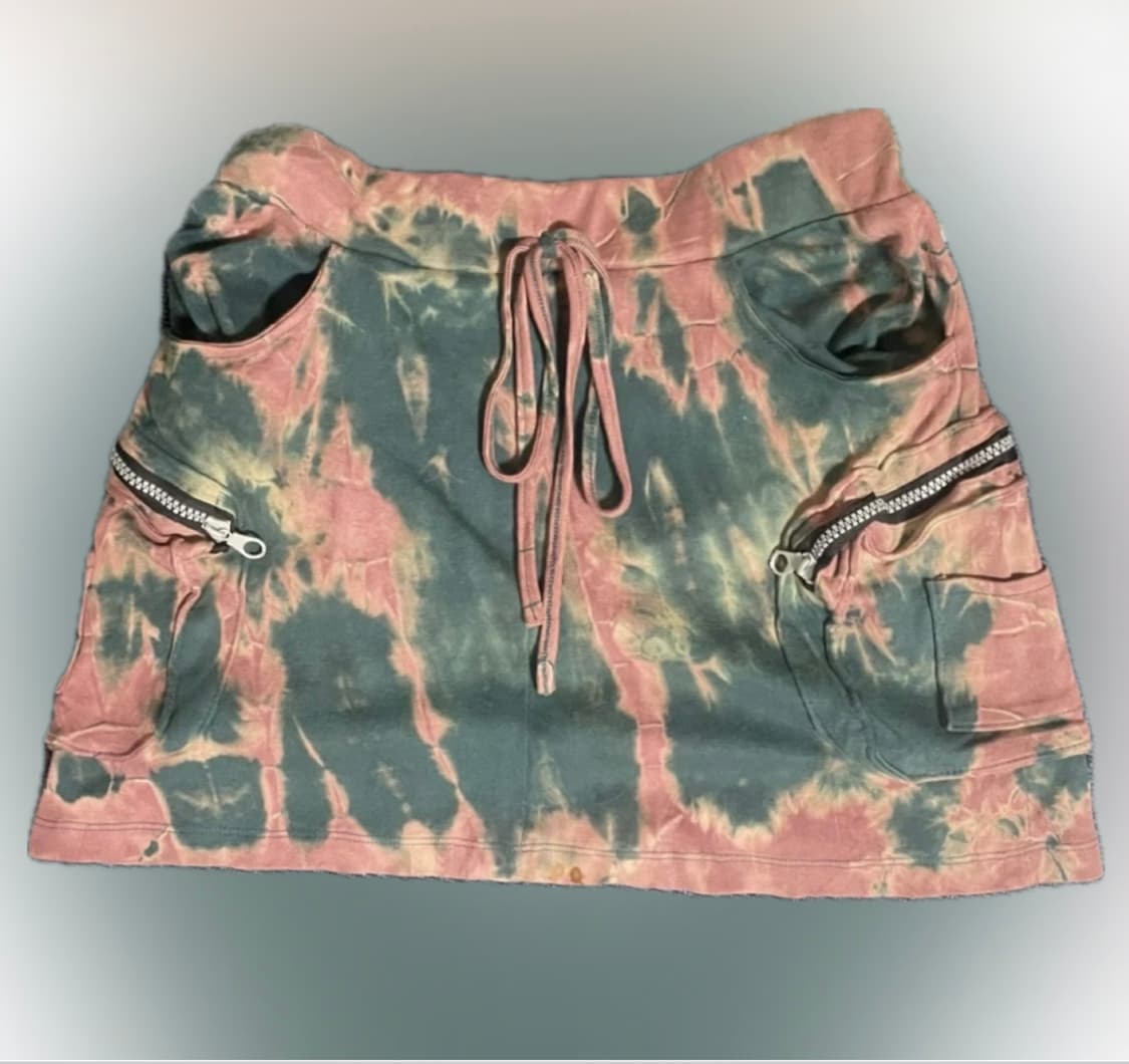 핑크 청록 나염 미니 카고 스커트 상품이미지1