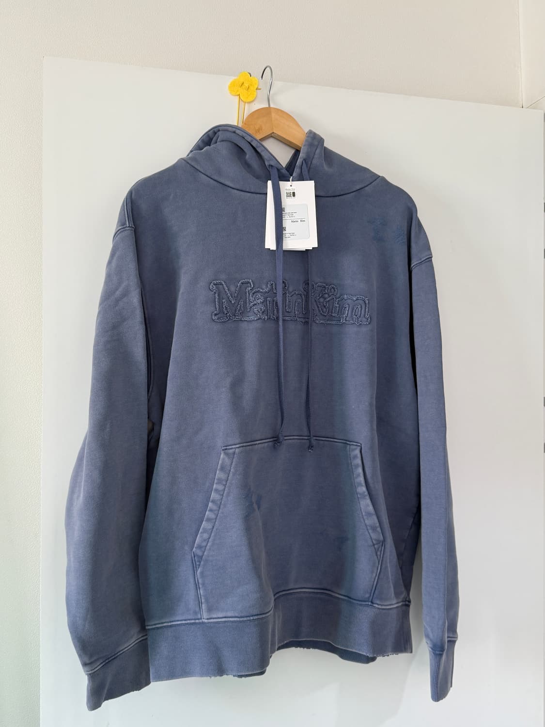 마뗑킴 빈티지 다잉 후드티 블루 상품이미지1