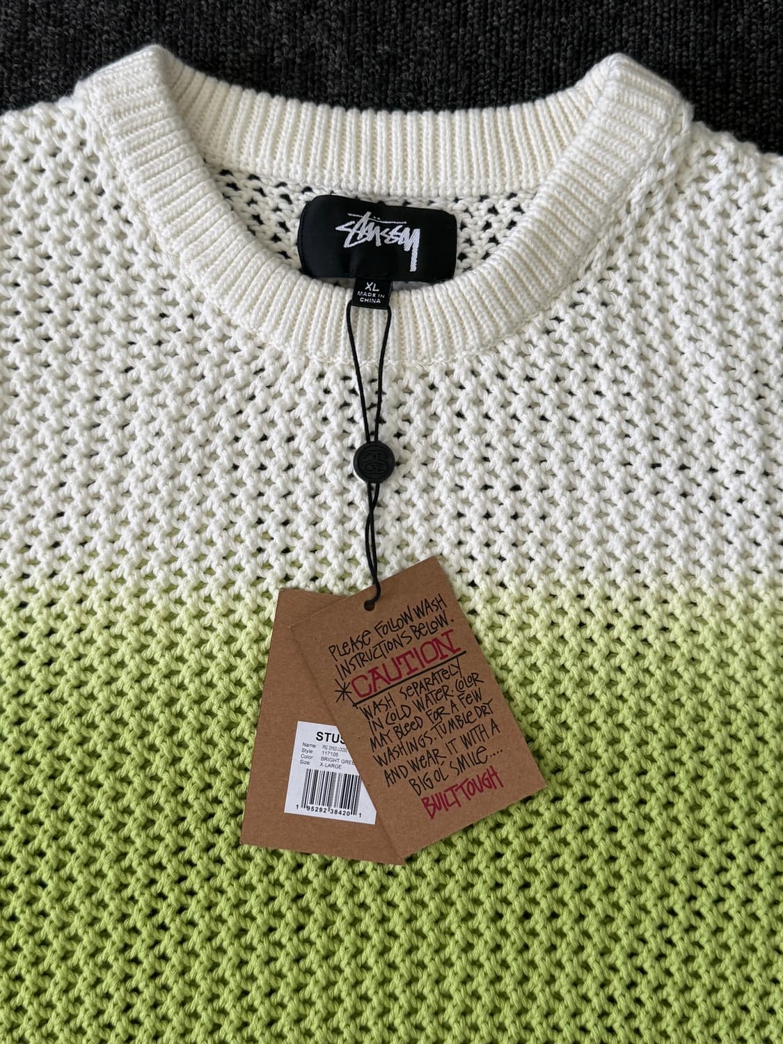[XL] 스투시 피그먼트 다이드 루즈 게이지 스웨터 브라이트 그린 상품이미지2