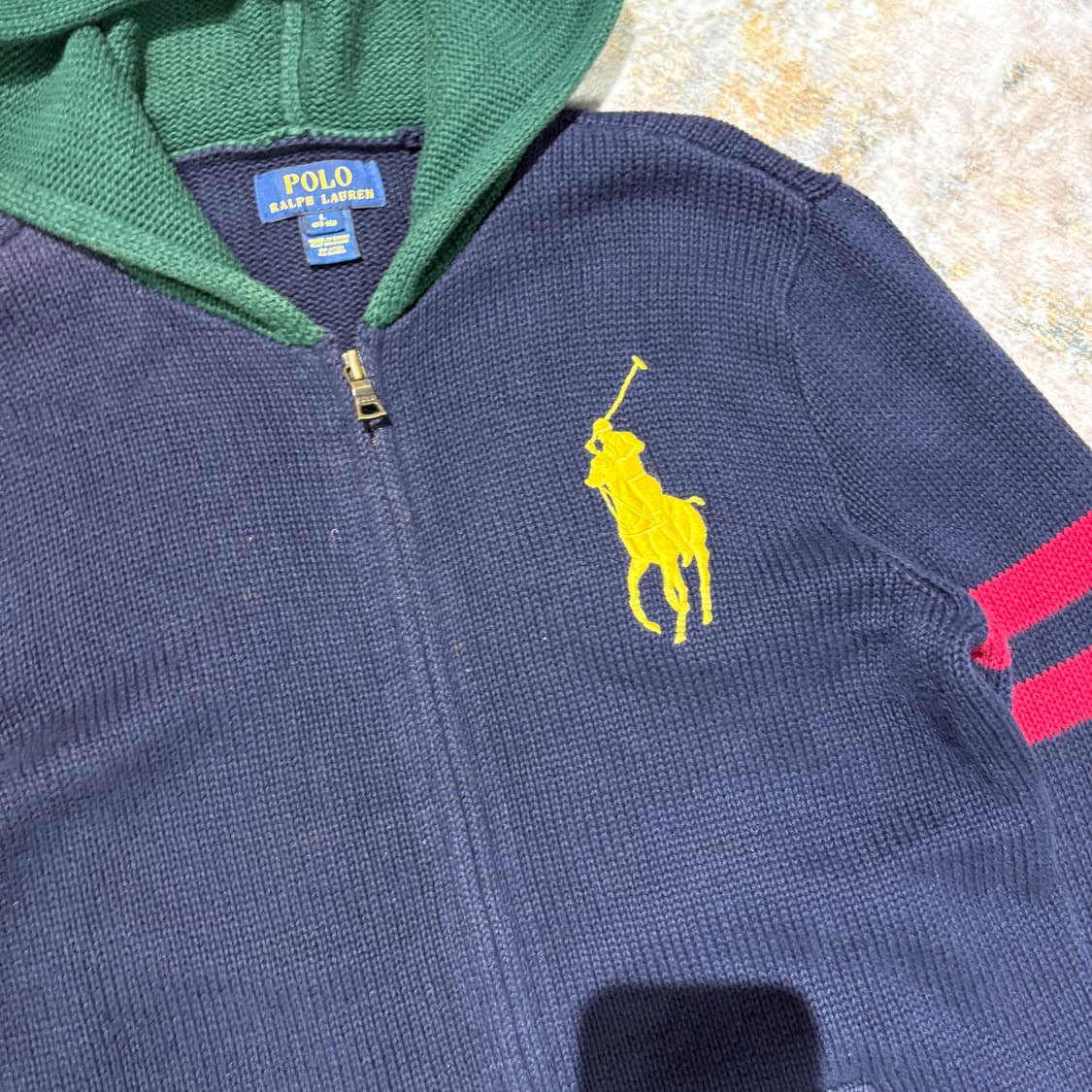 폴로 빅포니3 빈티지 니트 후드집업 상품이미지4