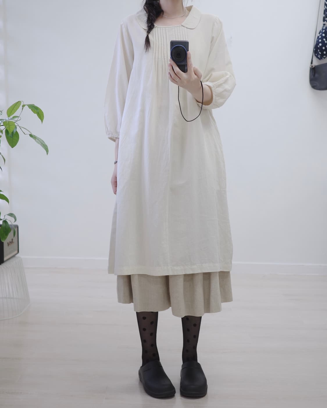 Oatmeal round collar one-piece 상품이미지7