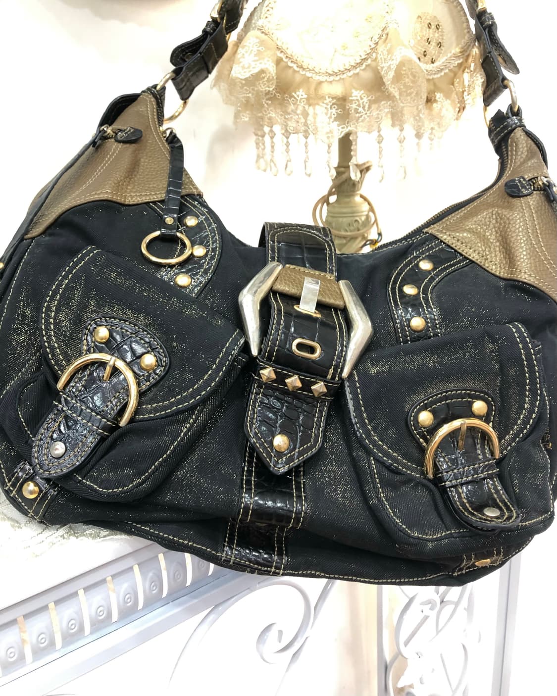 EGOIST glitter navy buckle shoulder bag 상품이미지4