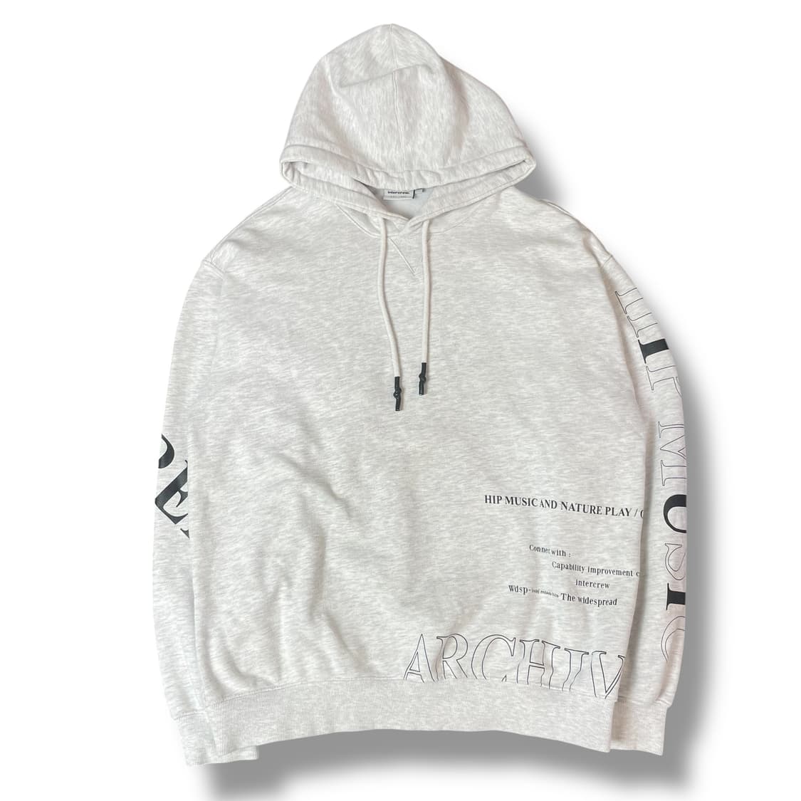 인터크루 사이드 레터링 그레이 후드 105 상품이미지1