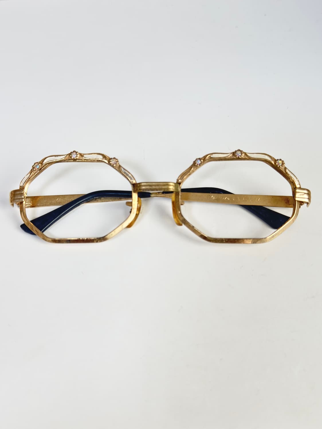 90s USA Allan Josie Gold Trim 옥타곤 안경테 상품이미지1