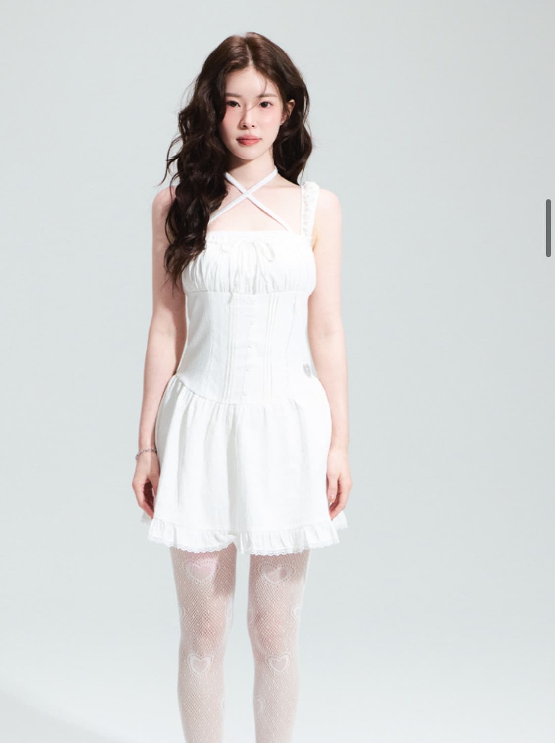 새상품) 얼킨캔버스 베티붑 프리스틴 셔링 미니 원피스_화이트 상품이미지1