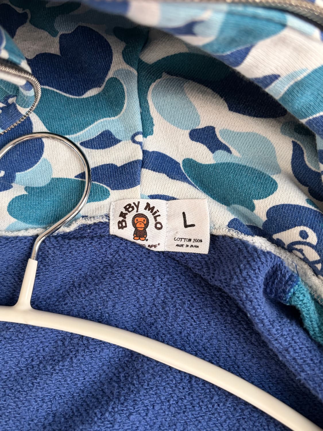 베이프 BABY MILO 카모 샤크 후드집업 블루/배색 믹스/단종희귀 상품이미지4