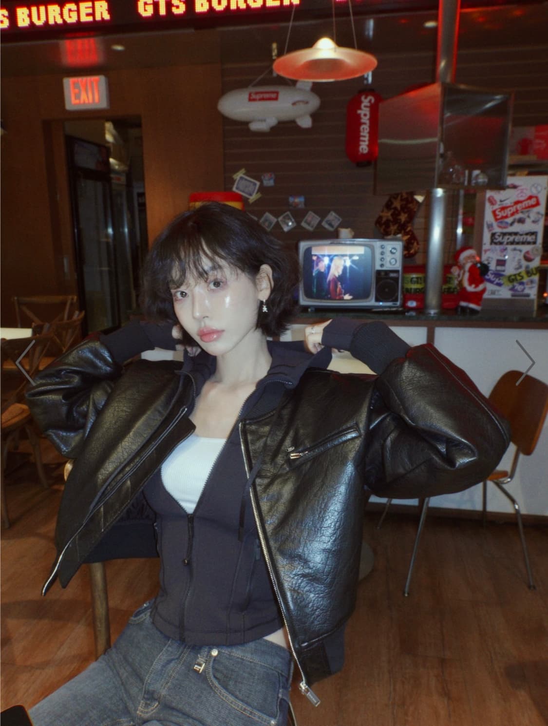 페일제이드 Crop Leather Bomber Jumper 크롭레더자켓 상품이미지4