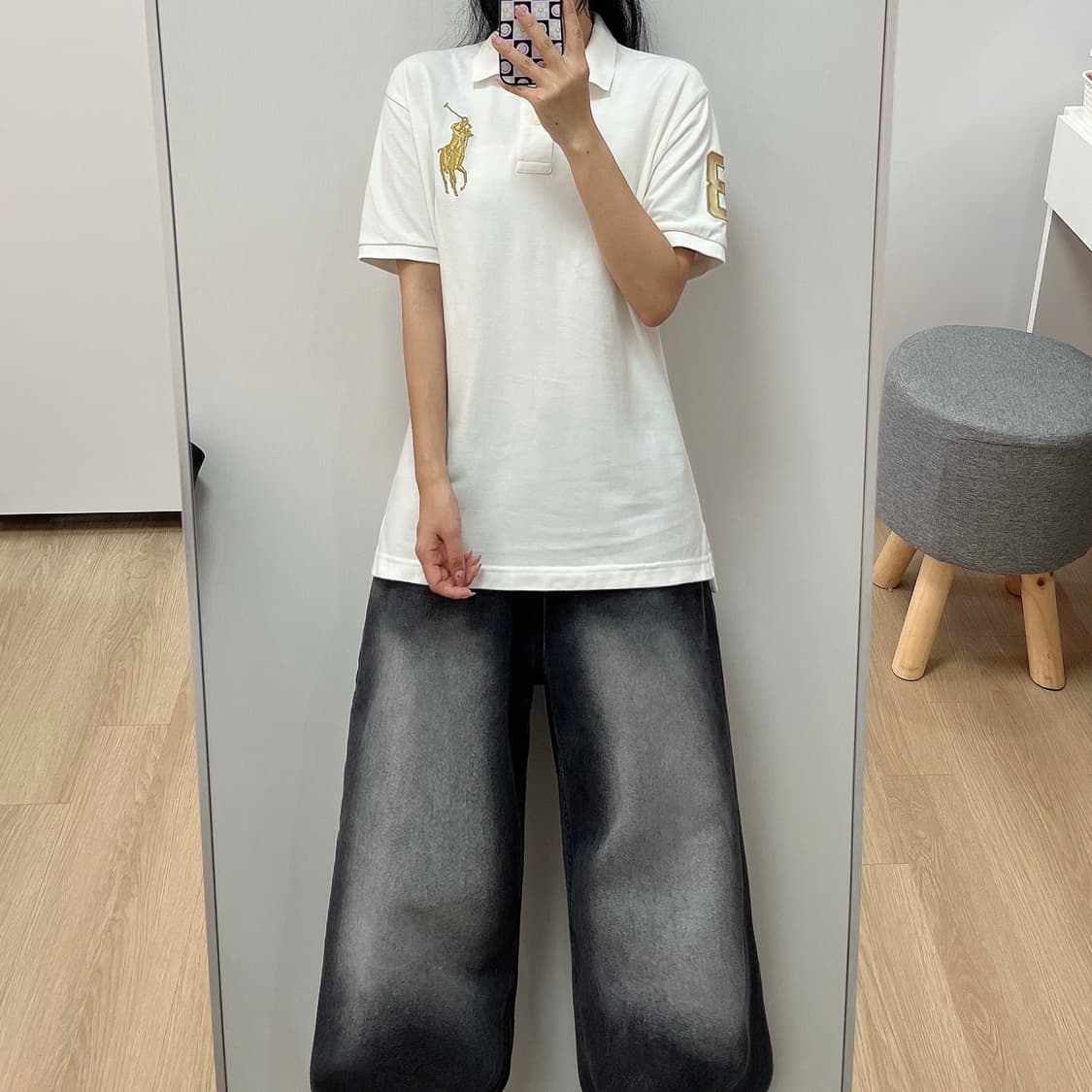 폴로 랄프로렌 골드 빅포니 화이트 카라 반팔 티셔츠 상품이미지1